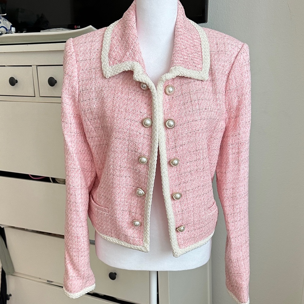 NWT Generation Love 💕 Pink Tweed Lenore Jacket with Pearl Buttons - size Medium - Picture 2 of 10